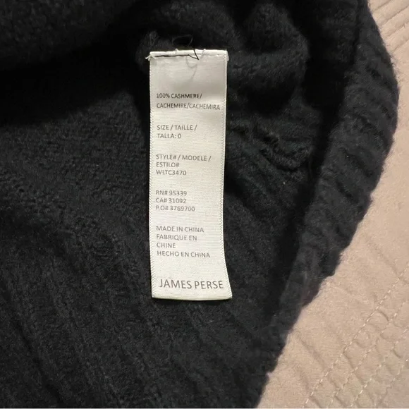 James Perse Soft Black Knit Sweater 100% Cashmere - Picture 3 of 5